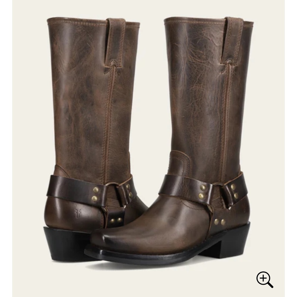 Frye Distressed Brown Leather Harness Boots